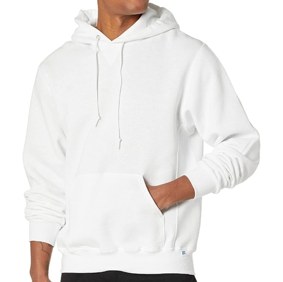 🍀Unisex White Dri-Power Fleece Hoodies Cotton Blend Relaxed Fit - Picture 3 of 5